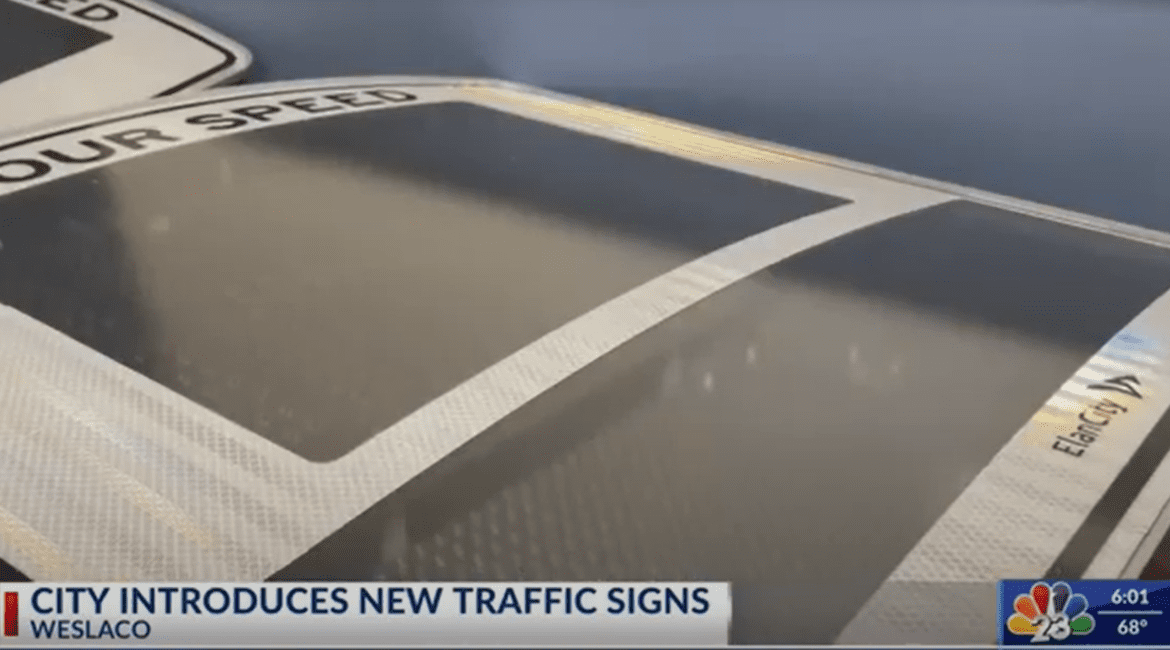 Stock of radar speed signs featured on the 5news TV broadcast.